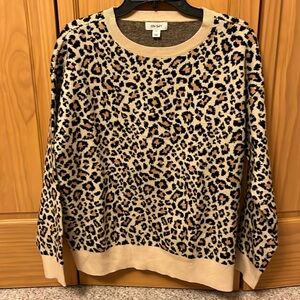 On 34th Leopard Print Crewneck Sweater - Beige/Black